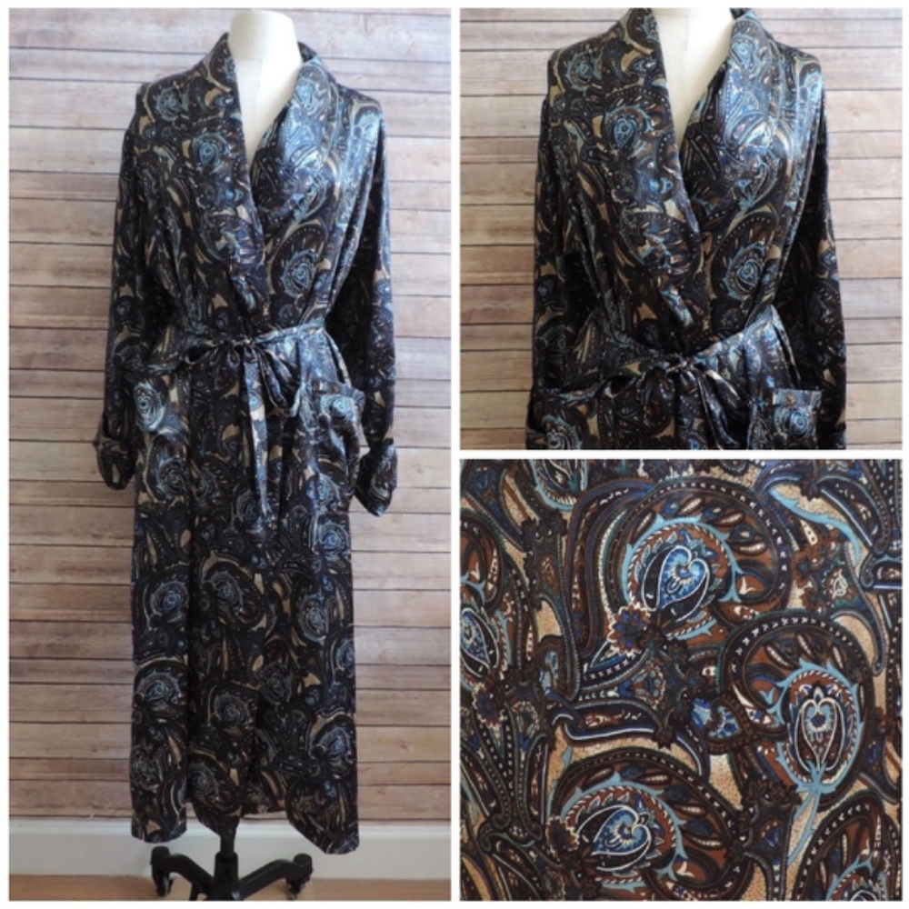 VICTORIA'S SECRET XS Small Blue PAISLEY Long Robe